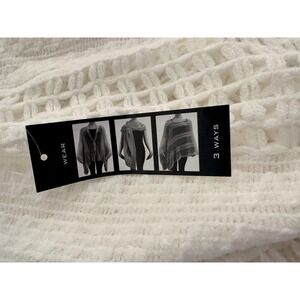 Bijoux Terner  Cardishawl  3 Way Wrap White 4 Button Design Open Knit Soft NWT